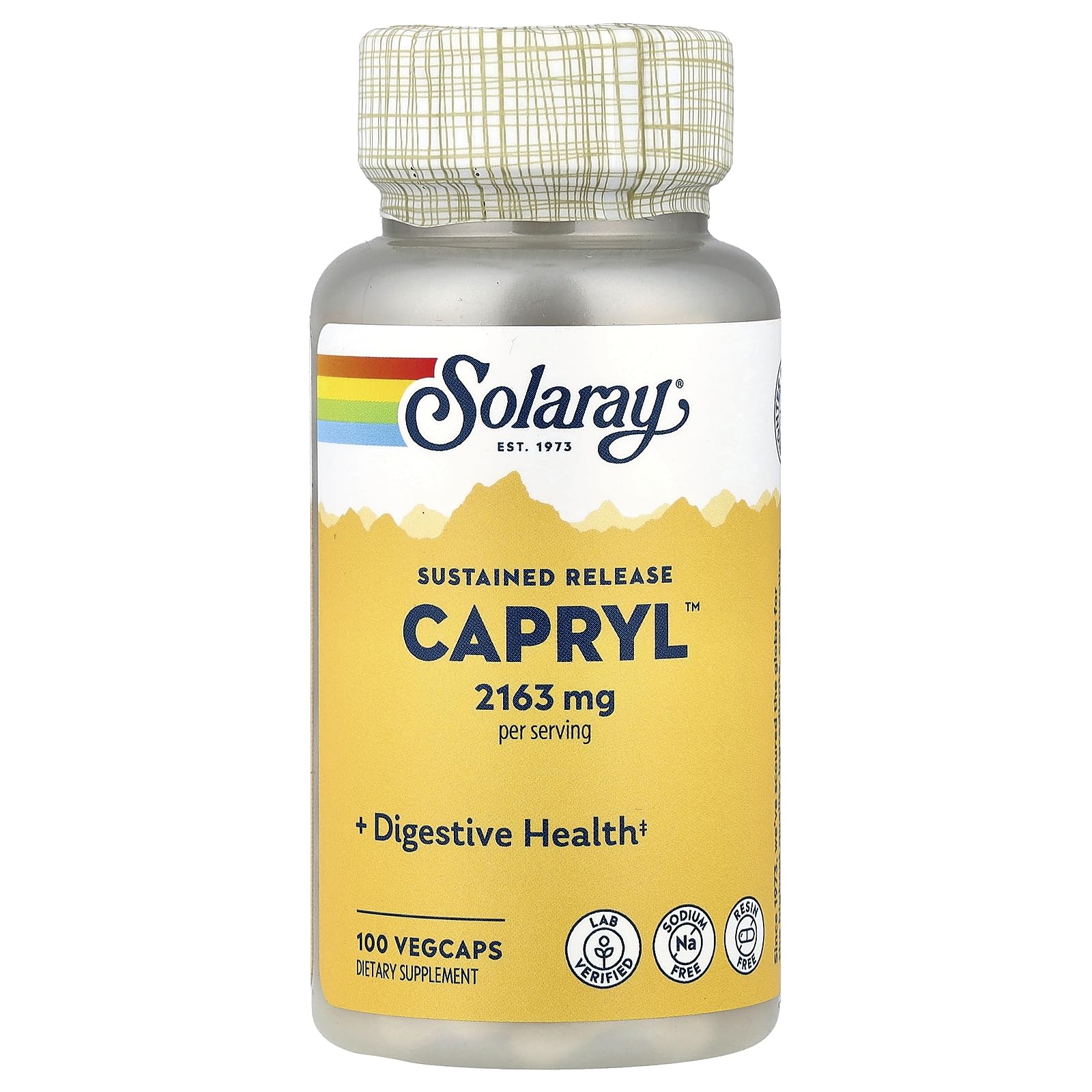 Solaray - Capryl Sodium-Free Resin-Free - 100 Vegetarian Capsules