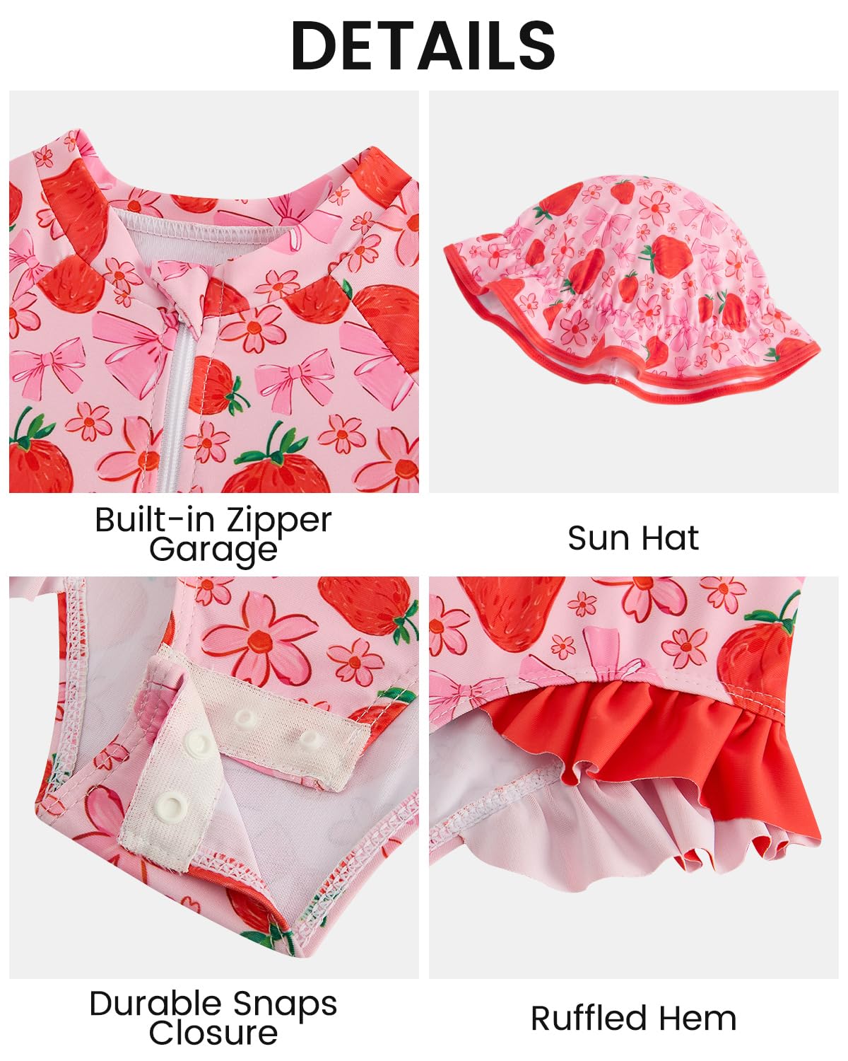 JiAmy Costume da bagno per bambina, con cappello da sole, a maniche lunghe, protezione UV, costume da bagno