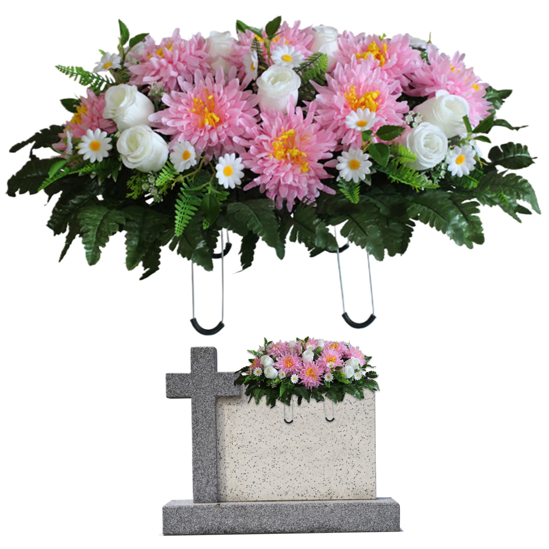 Amazon.de: Friedhofsblumen fr das Grab, knstliche Grabblumen,  realistische Friedhofsgrabblumen mit Sattelseidenchrysantheme, 63,9 x 47,5  cm, Gedenkdekoration, Friedhofsblumen, Stil 4, Grabblumen, Grabblumen