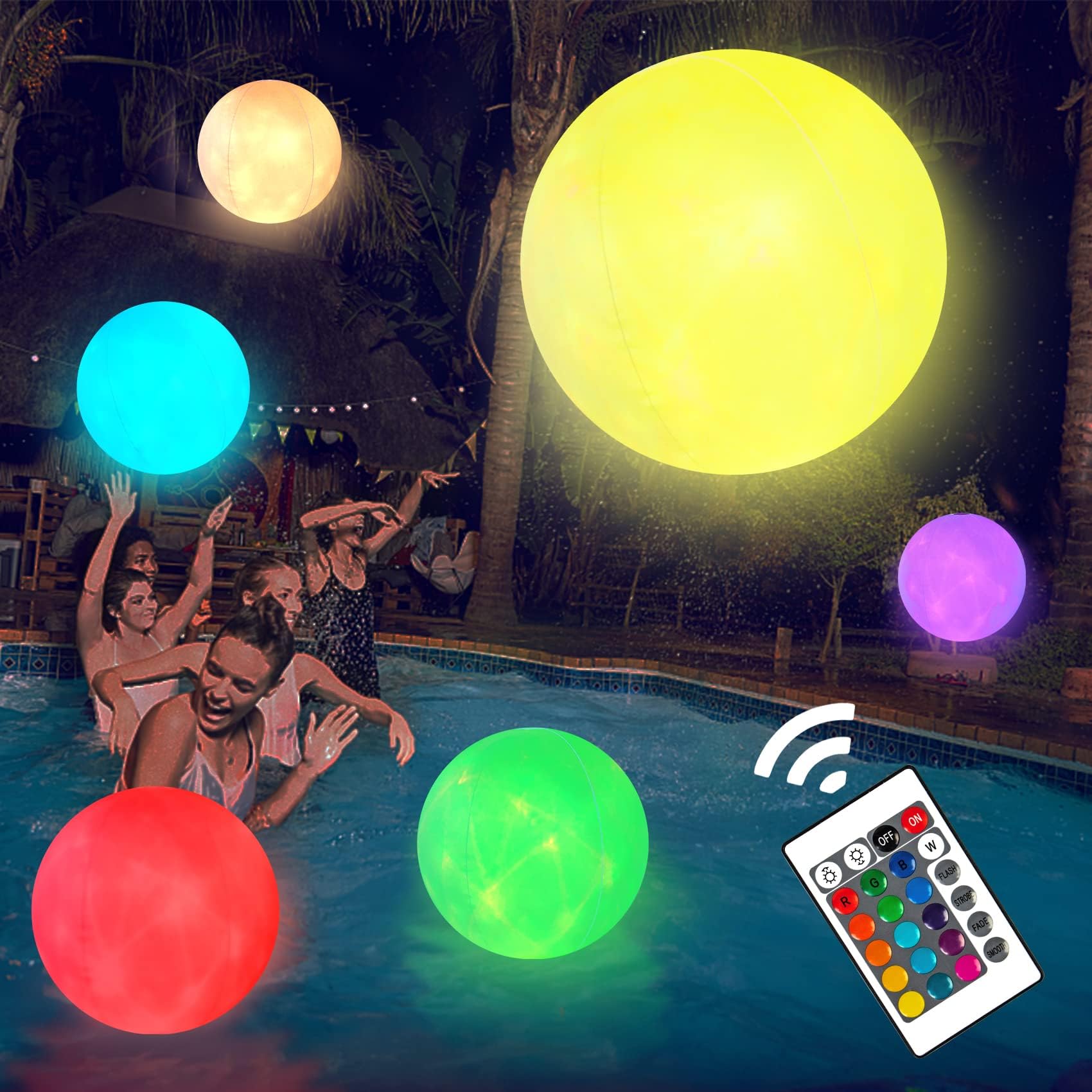 Pool Toys, 16" Light Up Beach Ball Inflatable Pool Led Beach Ball with 16 Colors 4 Light Modes, Outdoor Pool Ball for Pool Party Beach Games for Kids Adults, Glow in The Dark Ball Pool Decorations