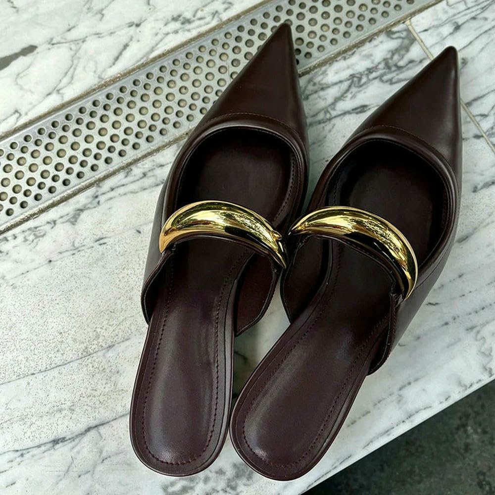 Zapatillas de Mujer con Punta Puntiaguda de 3,5 cm, Moda de Verano, Boca Baja, cómodas para Usar al Aire Libre, para Mujer, de una Palabra