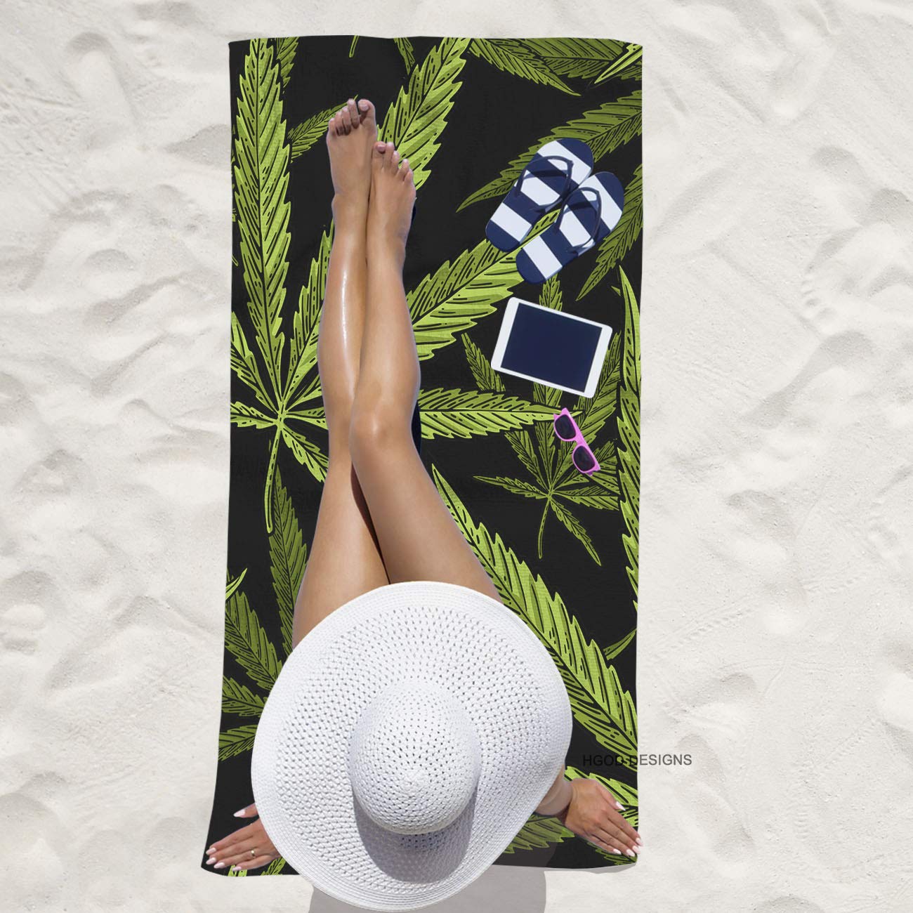 HGOD DESIGNS Hand Towel Cannabis?Vintage Green Marijuana Leaf Design Hand Towel Best for Bathroom Kitchen Bath and Hand Towels 30