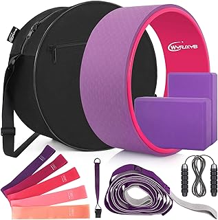 Yoga Wheel Set (11-in-1), Yoga Back Roller and 2 Yoga Blocks with Strap for Back Pain,Stretching and Improving Backbends,Include Resistance Bands,Yoga Wheel Bag and Jump Rope