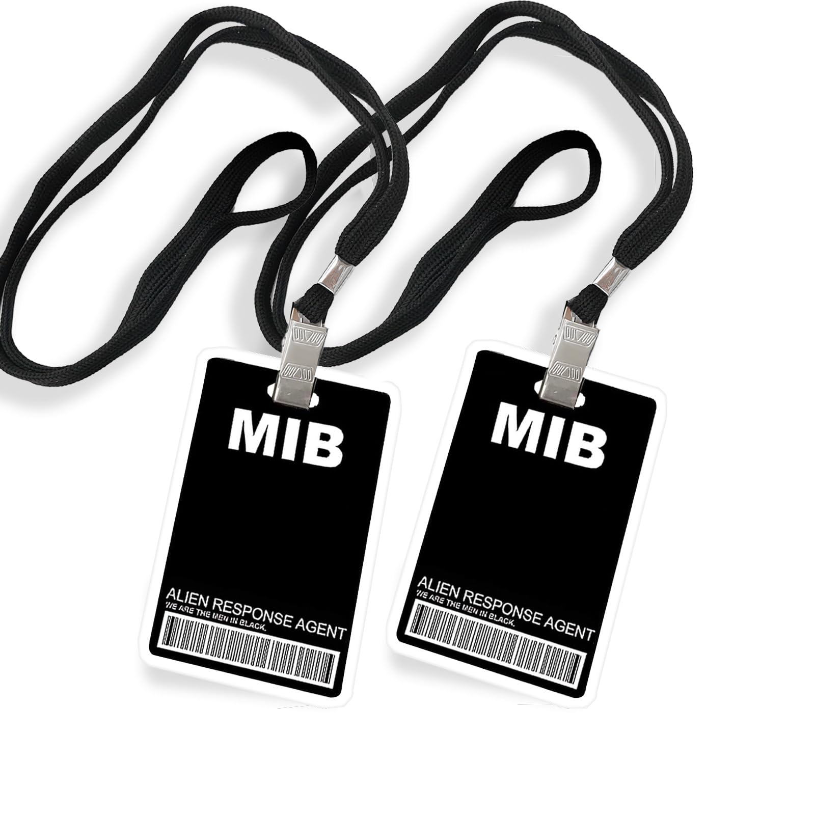Men in Black Costume ID Badge Holder, ID Badge Card with Lanyards, Detachable Waterproof Decorative Badge Props with Clip for Work, Cosplay, Party,Christmas Gifts,2 Pack