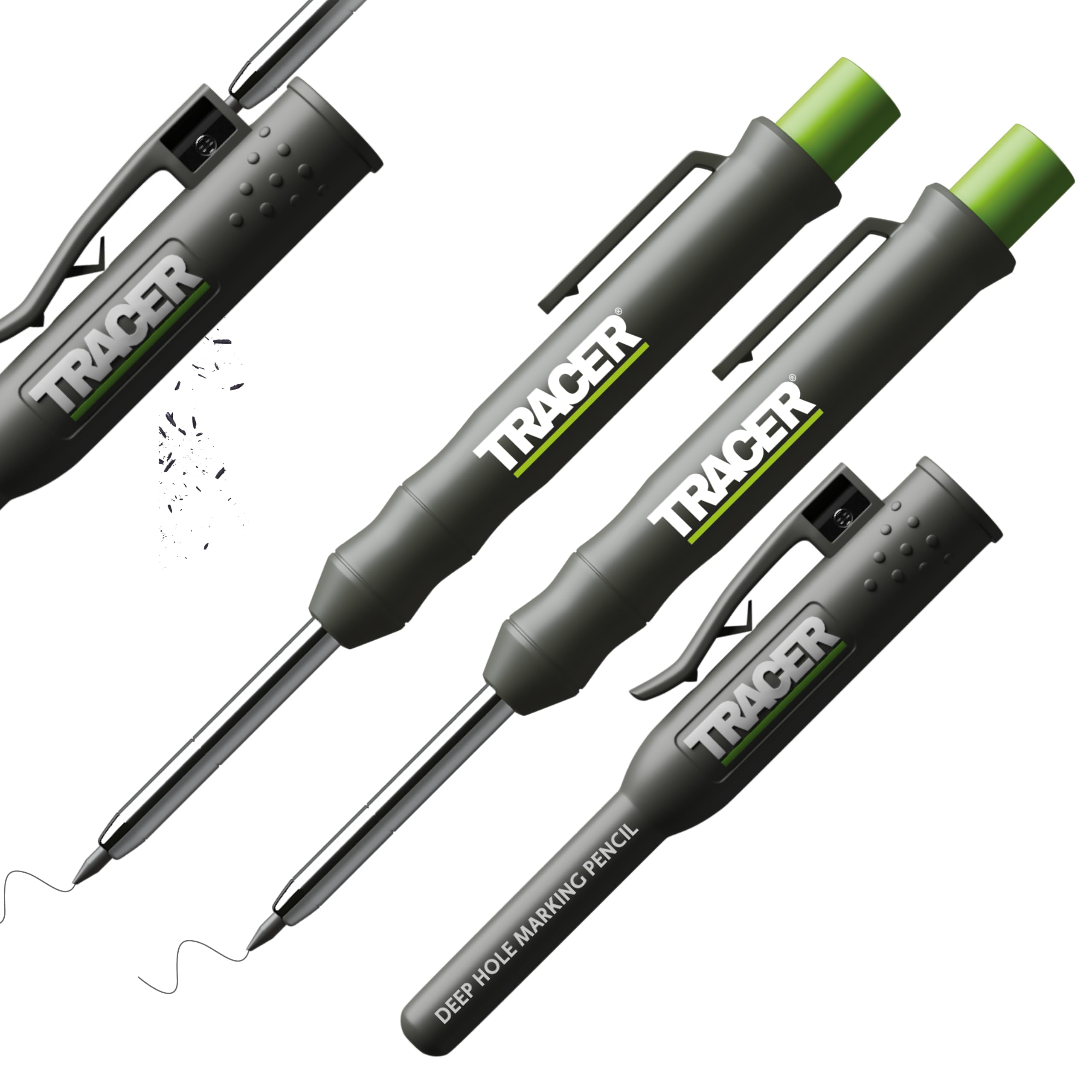 Tracer Deep Hole Carpenter Pencil Twin Pack | 2 x Construction Pencil