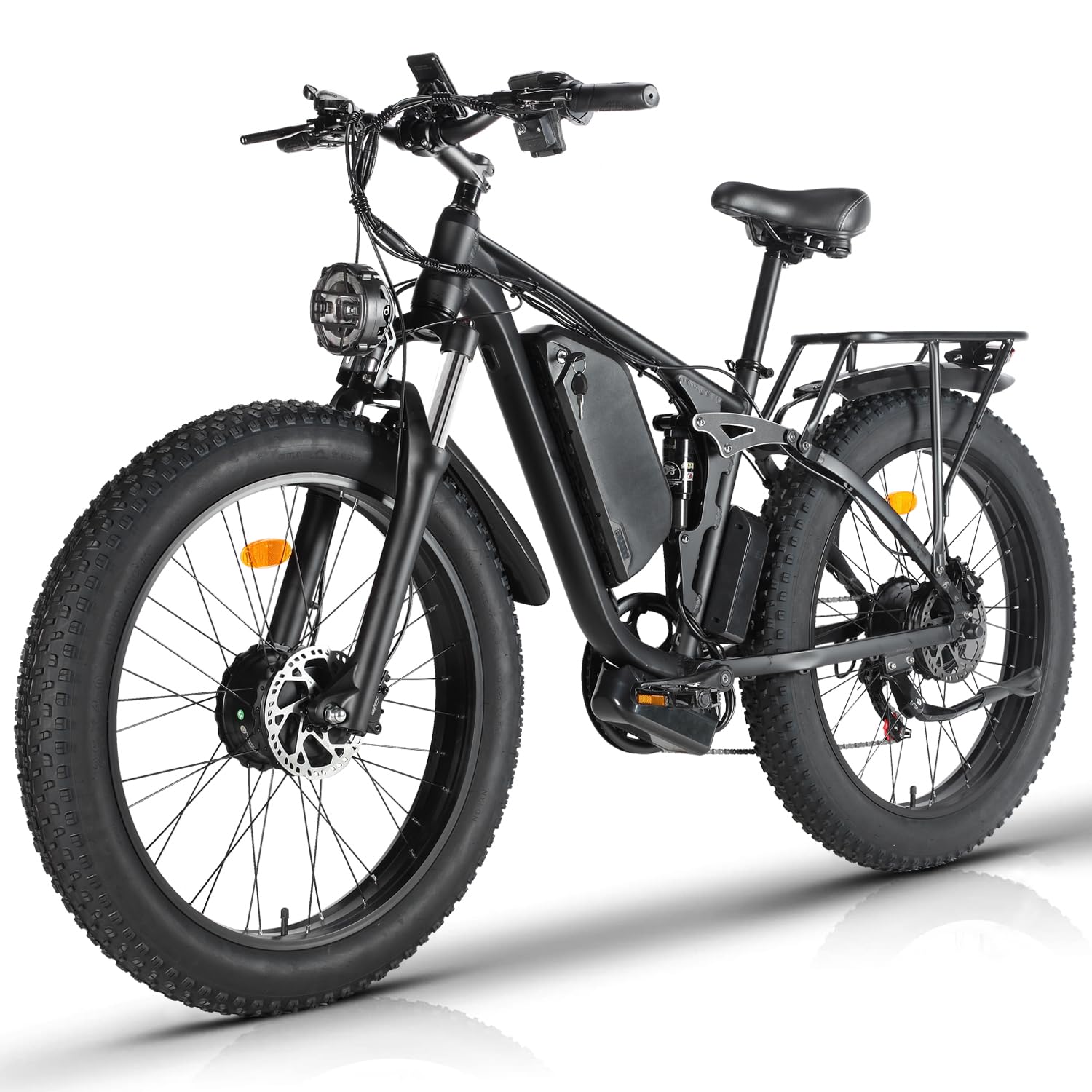 Smlro V3 Plus Electric Bicycle 2000W Dual Motor Ebike 48V 22.4Ah Mountain Snow E Bike 35MPH Electric Bicycle 26" Fat Tire 7 Speed MTB for Trail Riding Excursion Commute