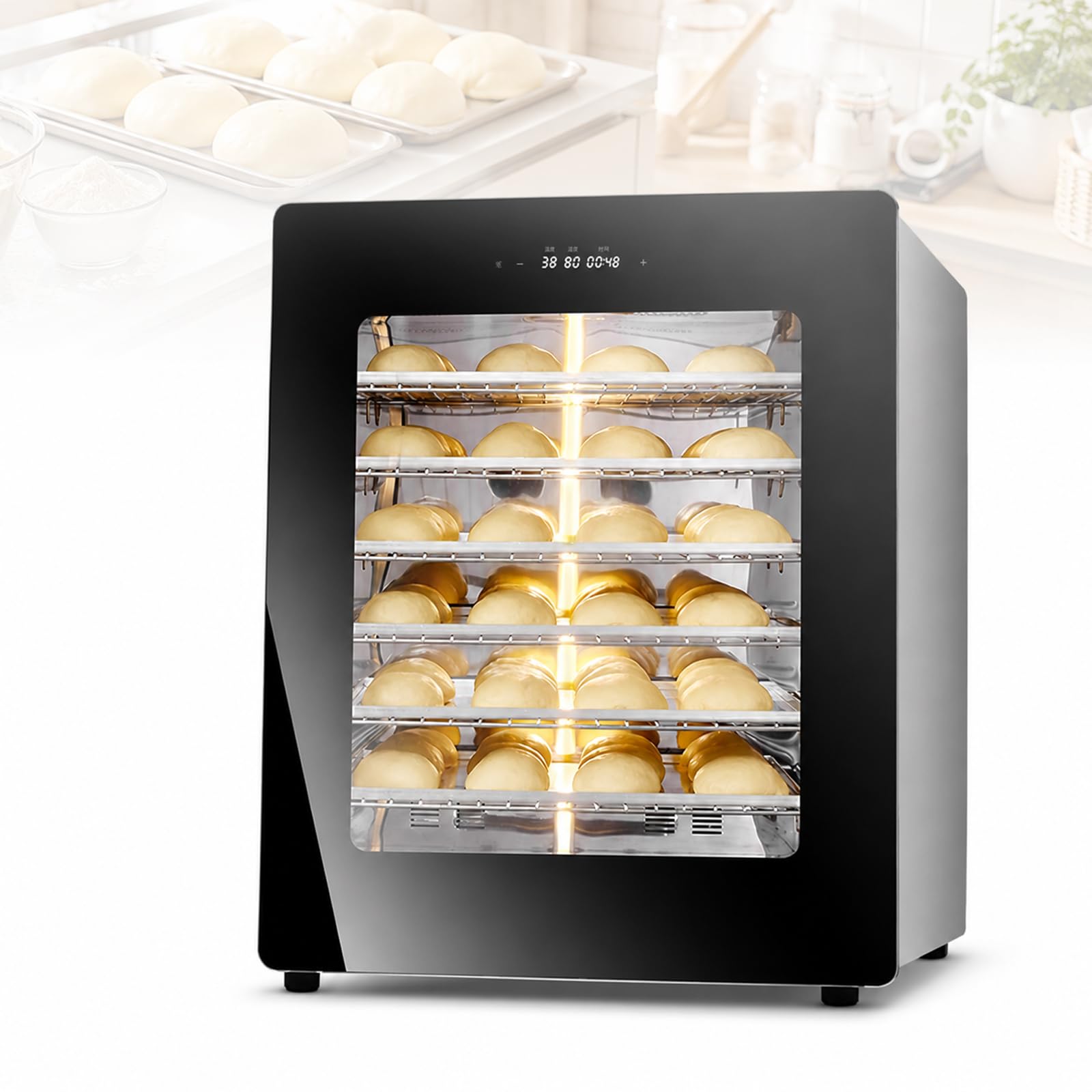 YIYIRAN 6 Layer Stainless Steel Bread Fermentation Machine, 100L Commercial Dough Proofer Box, Humidity & Temperature Adjustable, 360° Circulating Heating, for Home Kitchen Bakery