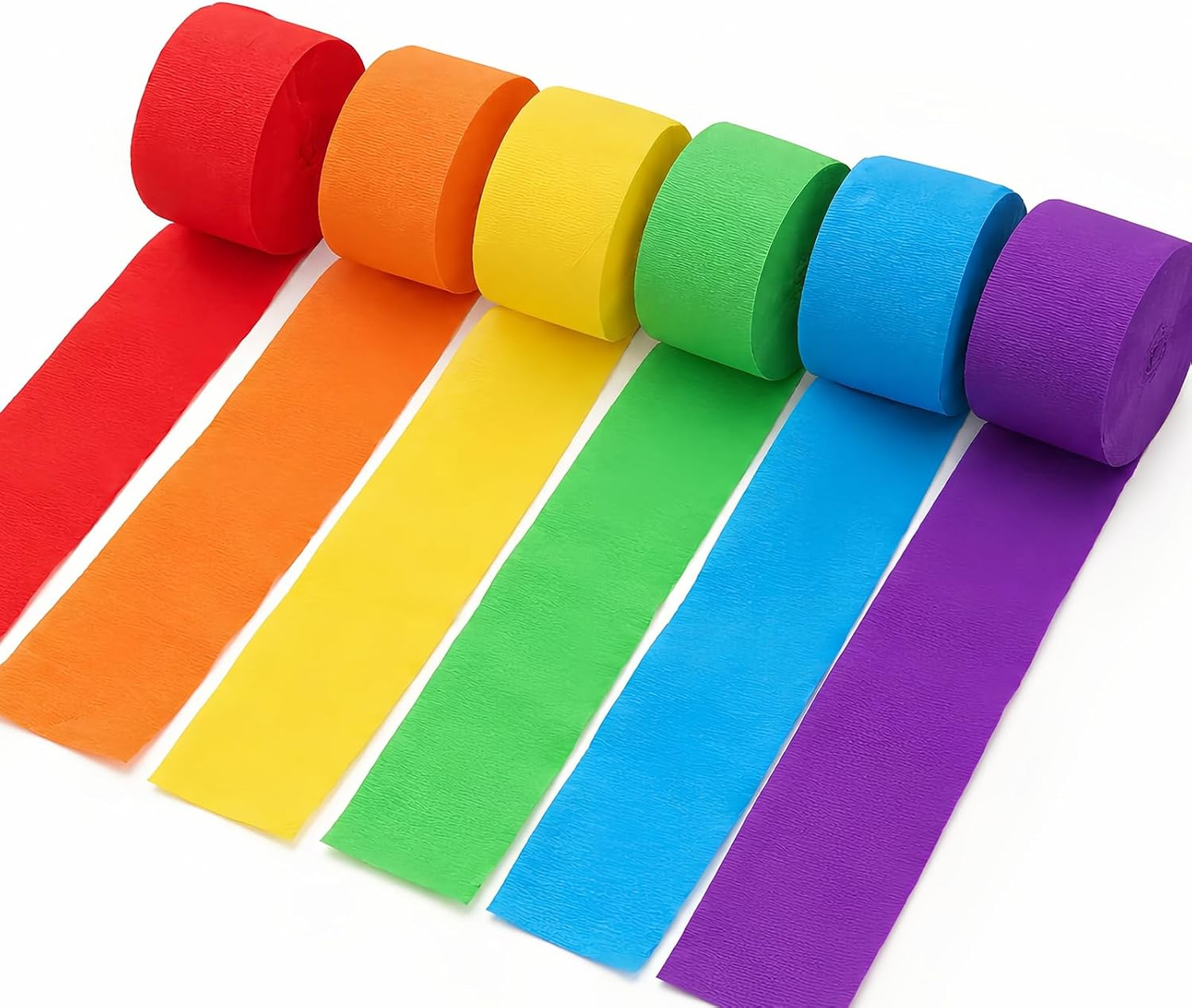 Crepe Paper Streamers 6 Rolls Rainbow Party Hanging Decorations | 82ft Total Length 1.77in Wide Fiesta Backdrop Streamers for Mixed Color Themed Birthday & Event Decor