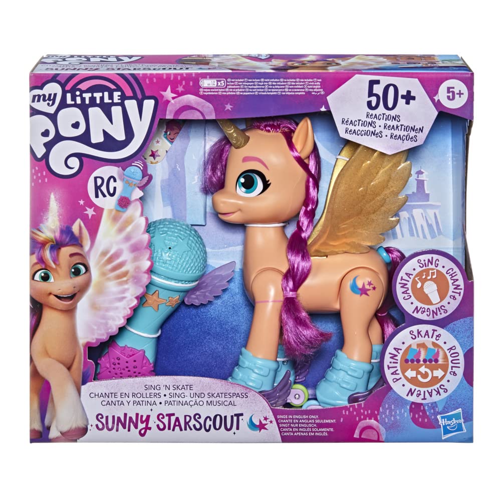 My Little Pony: A New Generation Sunny Starscout Chante en Rollers - Juguete de 22,5 cm con 50 reacciones, luces, versión francesa, multicolor