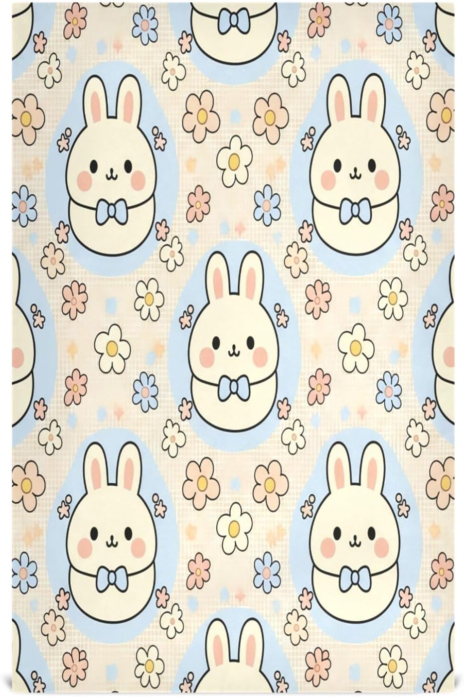 Cute Rabbits Kitchen Towels Set of 6, Soft Absorbent Quick Drying and Reusable Dish Towels for Kitchen, Bathroom and Home Decor, 18 x 28 in