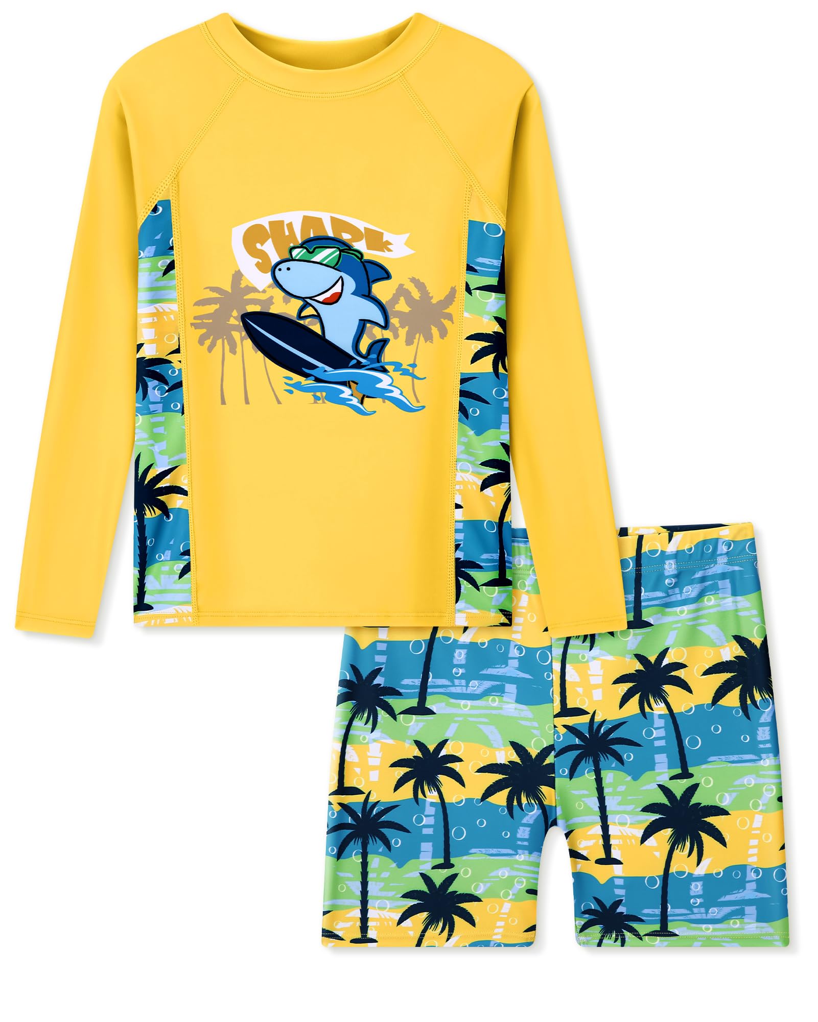 ZOEREA Conjunto de baño niño 2 Piezas, Camiseta UV + Boardshort, Conjunto Secado rápido 4-12 años