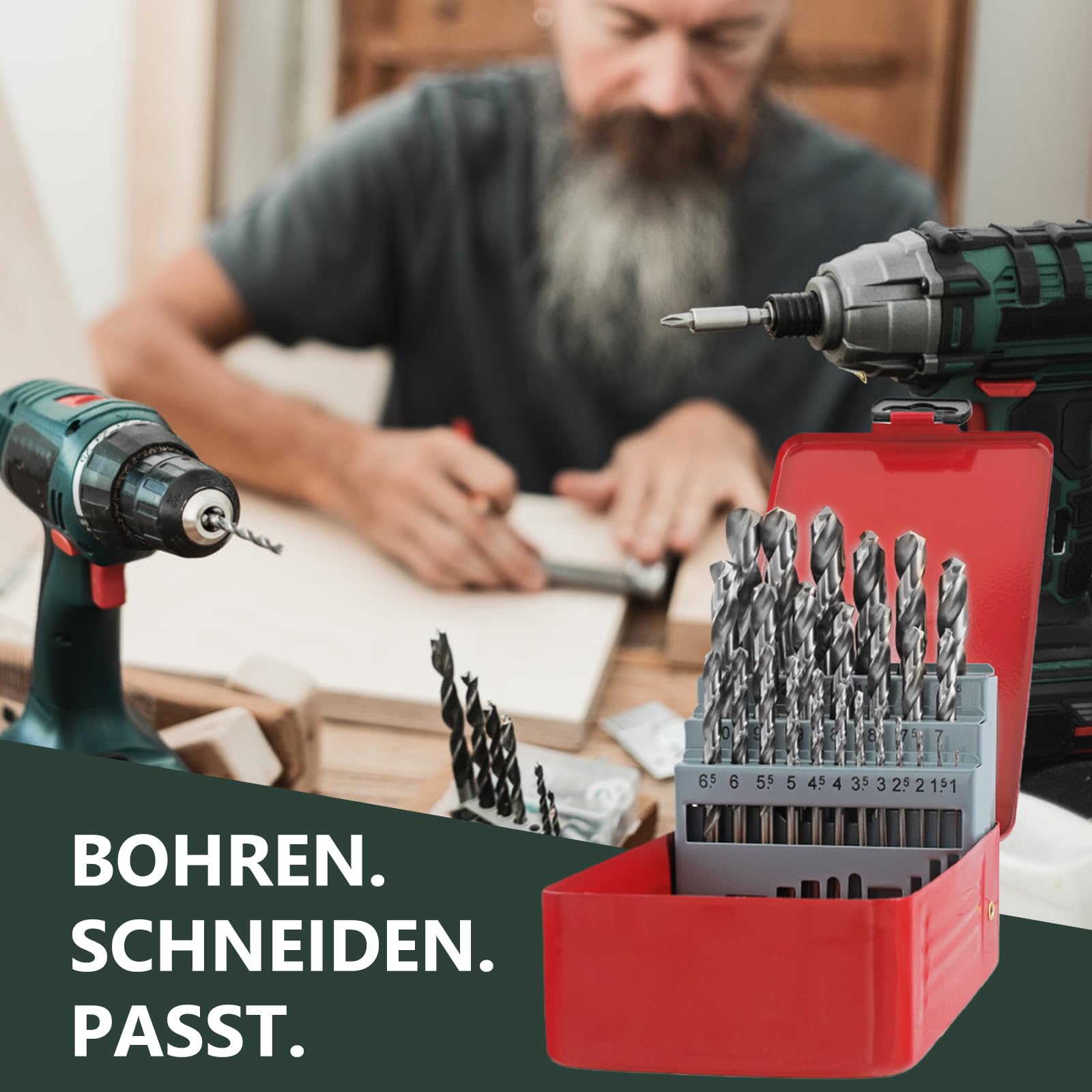 HSS Spiralbohrer: 25 Stücke Präzision 25 Stück Bohrerset, Selbstzentrierend Metallbearbeitung Werkzeug, für Metallbearbeitung (1-13mm, Weiß)