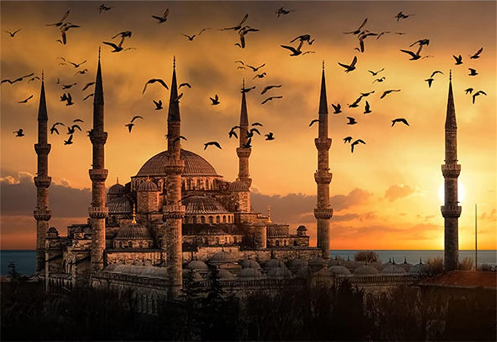 Kit Complet 5D Diamond Painting Mosquée au Crépuscule Grand Format 80x160cm Broderie DIY L-1071