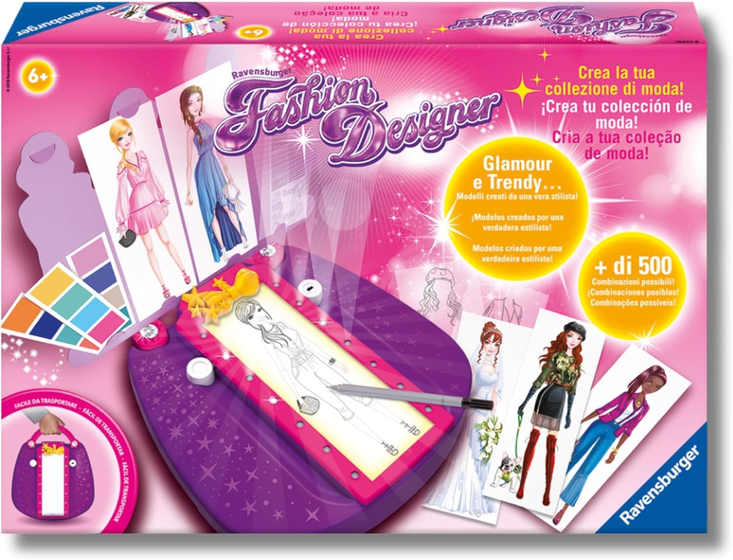 Ravensburger - Fashion Designer | Diseña La Moda Con Más De 500 Combinaciones | Juego Niña 6 Años O Más | Manualidades Niñas Con Luz Led | Regalos Niña 6 Años O Más