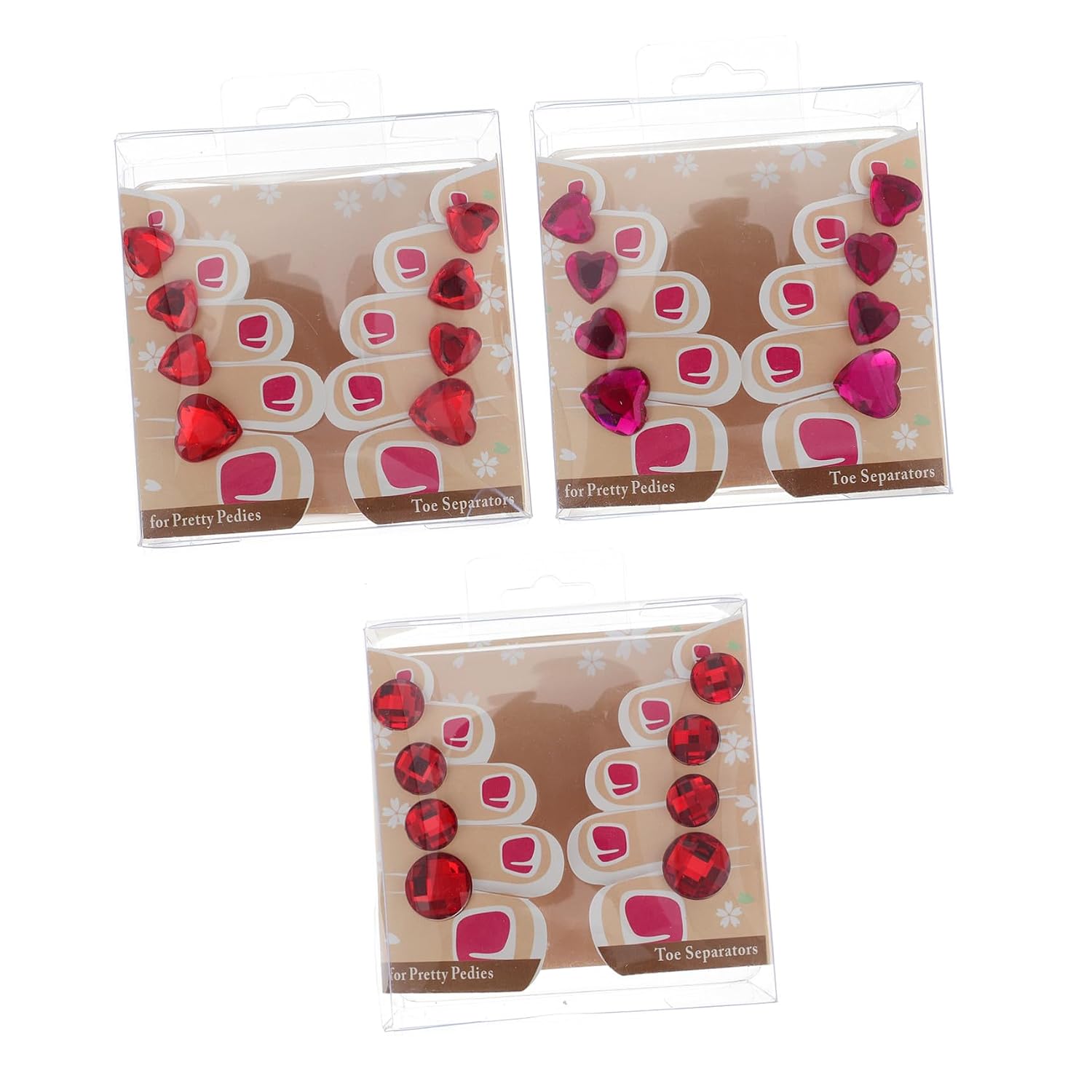 Alipis 24Pcs Silicone Toe Separators with Chic Rhinestone Heart and Round Designs Toe Spacers for Bunion Relief Nail Art Manicure Comfortable Pedicure Stretchers for Women