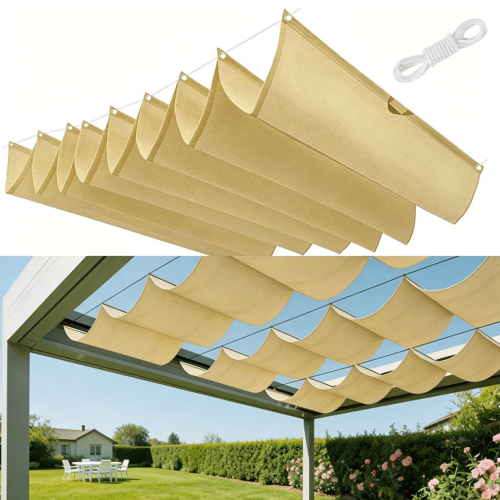 Voile d'ombrage rétractable contre la chaleur et la pluie sur le balcon