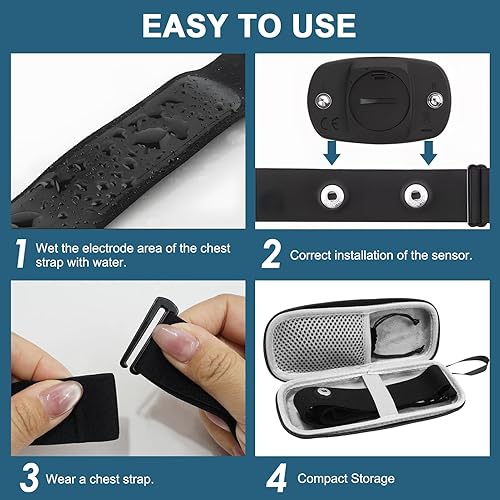 Miniatura 4 de Heart Rate Monitor Chest Strap Compatible with Polar H10 H9 H7 Wahoo Garmin, Adjustable Waterproof Replacement Band with Crystal Velvet Storage