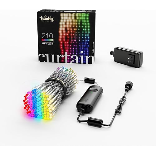 Twinkly Christmas Curtain Lights 210 RGB+W LEDs - App-Controlled, Sync with Music, Indoor & Outdoor Use, Compatible with Google Assistant, Amazon Alexa, Apple HomeKit, Bluetooth & WiFi Connectivity