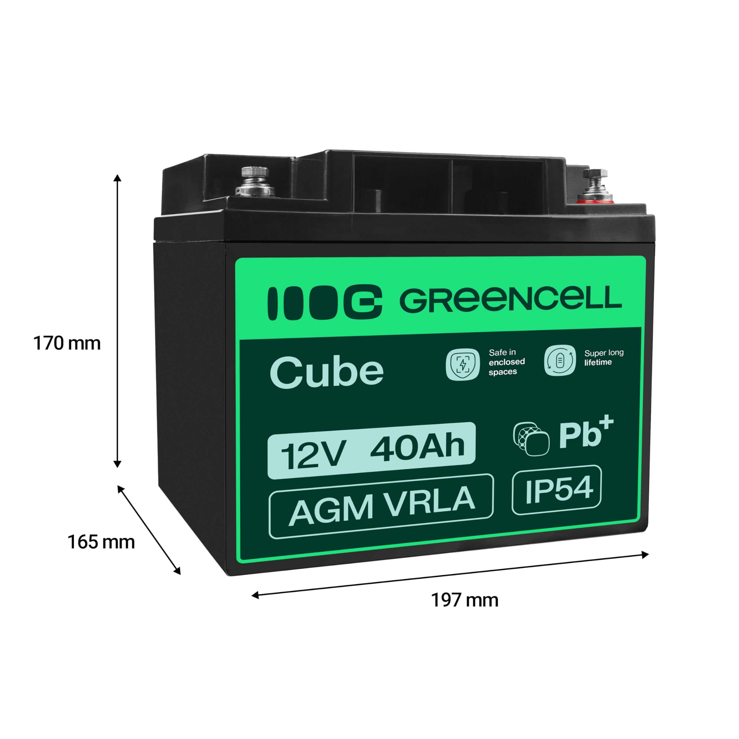 Green Cell Batterie AGM VRLA 12V 40Ah - Batterie Plomb-Acide de Remplacement pour systèmes UPS, Alimentation de Secours et Applications à Cycles fréquents (Batterie Gel)