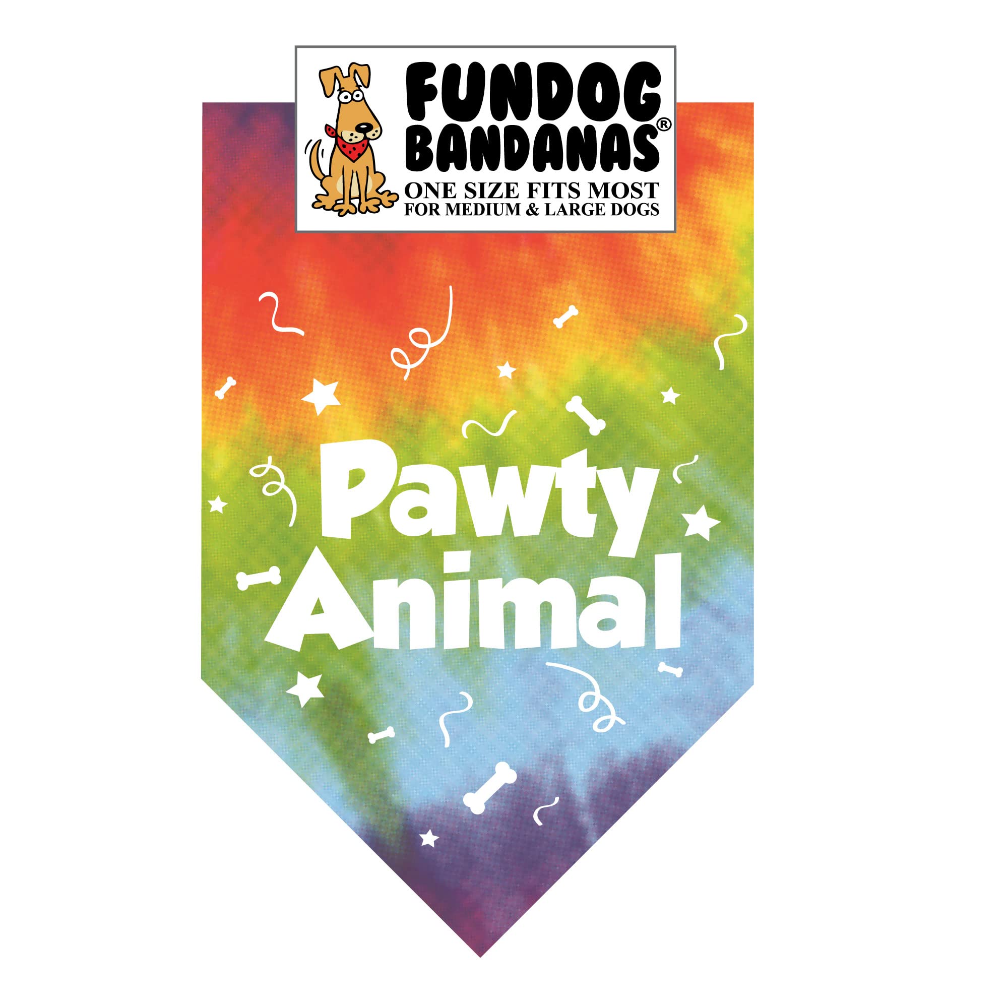 Pawty Animal Dog Bandana (One Size Fits Most for Medium to Large Dogs, Tie Dye)