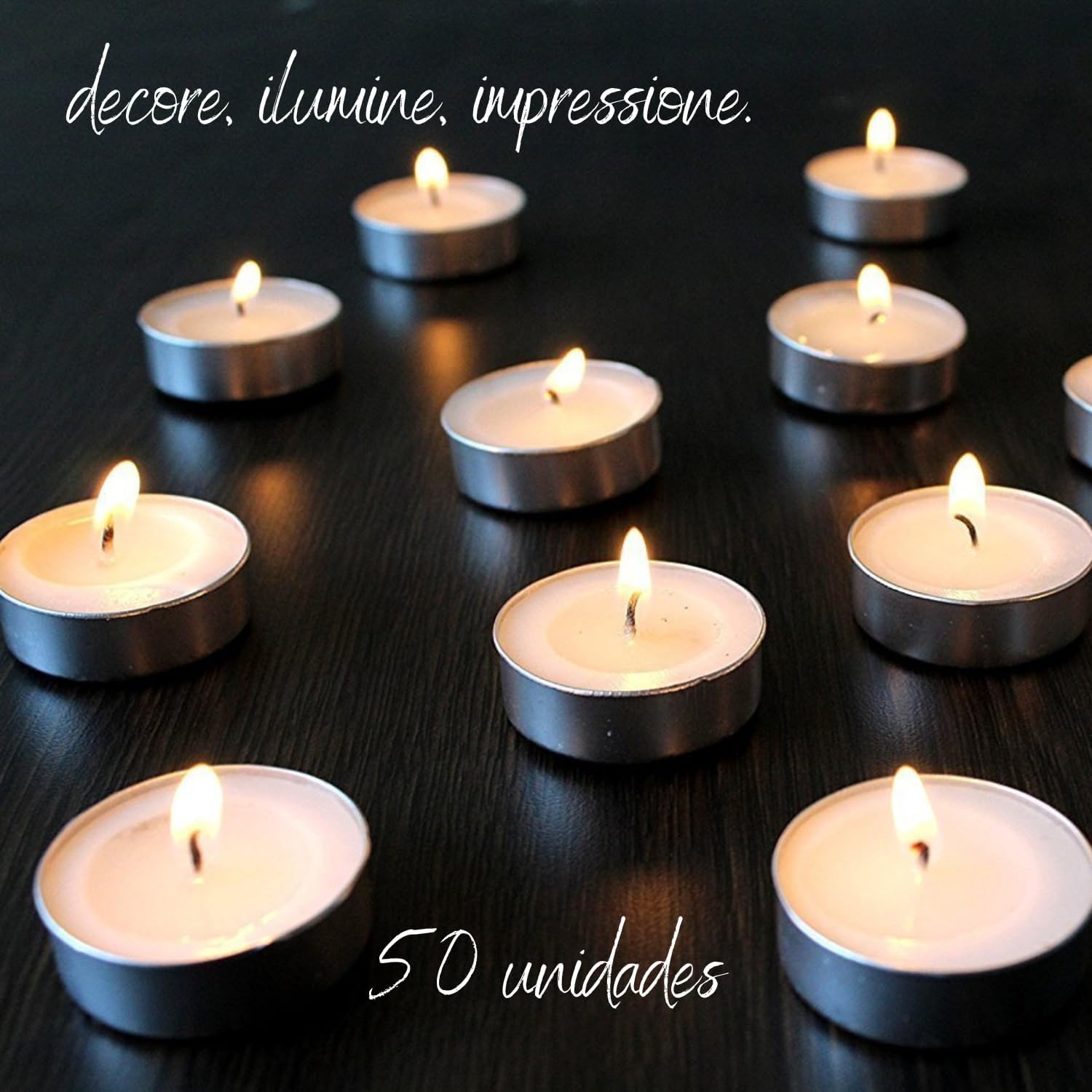 Conjunto 50 Velas Redondas Brancas Decorativas Sem Aroma Recipiente Metálico - 3.5cm x 0.9cm