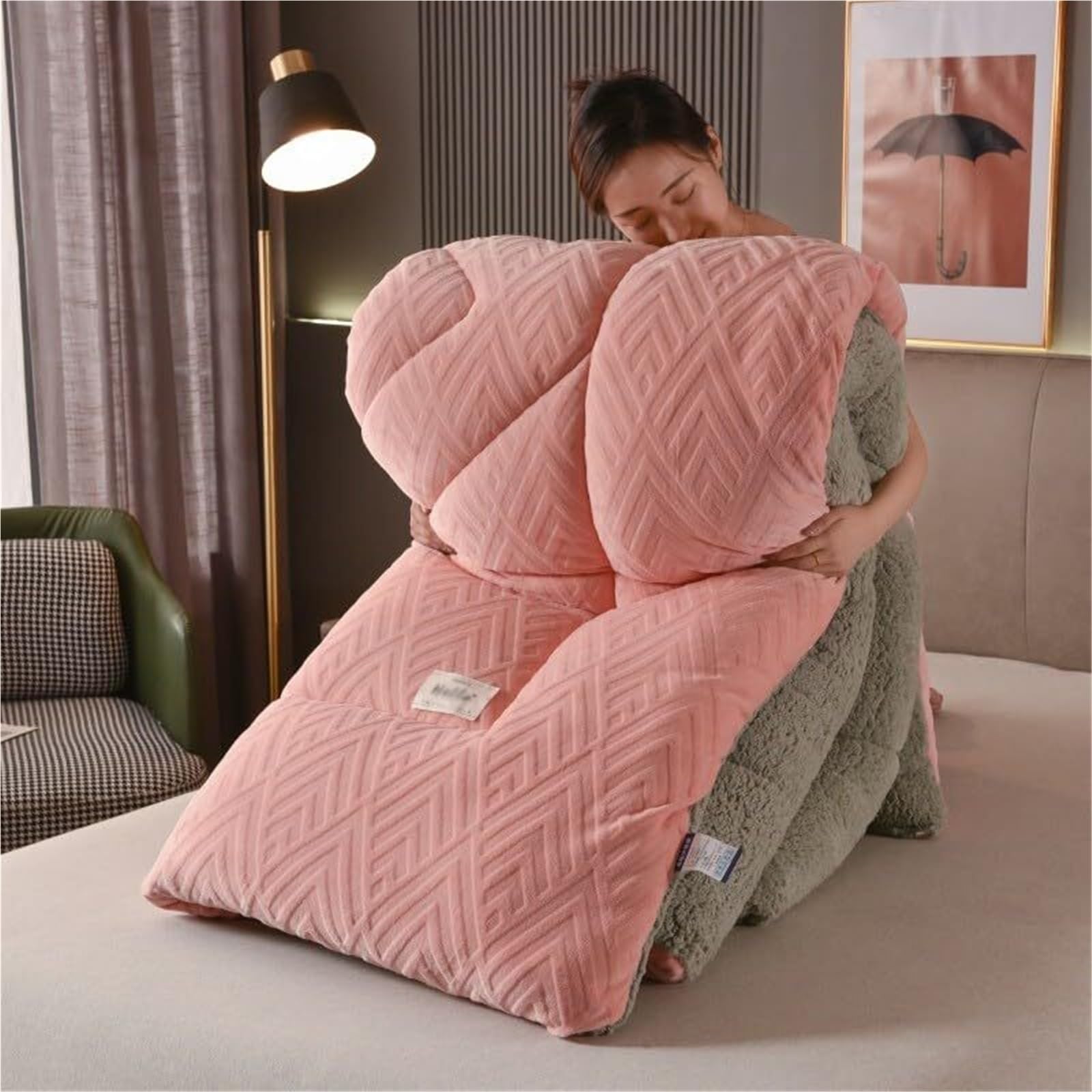 Thickened Super Soft Insulation Winter Quilt, Double-Sided Velvet Thickened Spring Autumn Plush Comforter Core，Breathable Warmth Fluffy Plush Blanket(Color2,200x230cm(5KG))