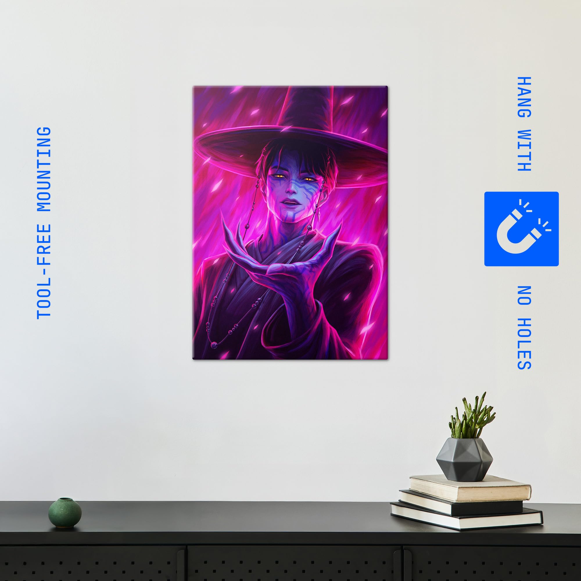 Displate Metallposter KPop Demon Hunters Wandbild - Netflix - Saja Boys - Mystic Neon Jinu - Huntrix K pop Geschenk – Premium Wanddekoration Wand Deko Wohnzimmer Film Poster - 32 x 45 cm