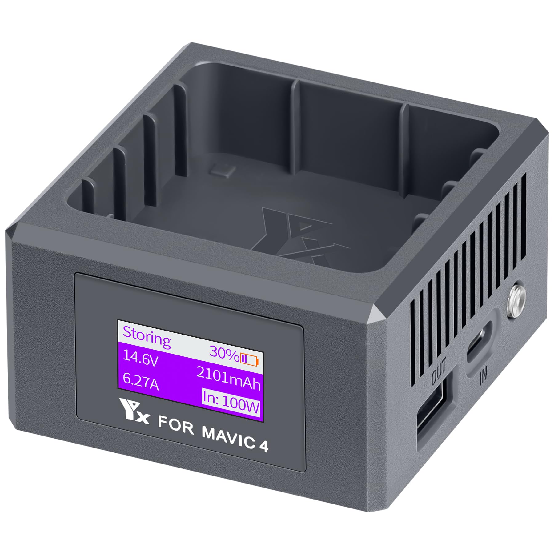 LYONGTECH 100W LCD USB Battery Charger for DJI Mavic 4 Pro,Display Fast Two-Way Single Charging Hub Drone Accessories