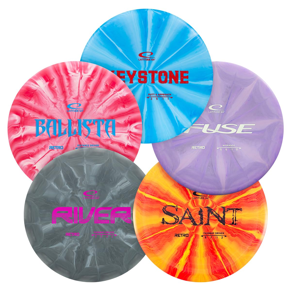 Amazon.com : Latitude 64 Retro Burst Disc Golf Discs Set (5-Pack