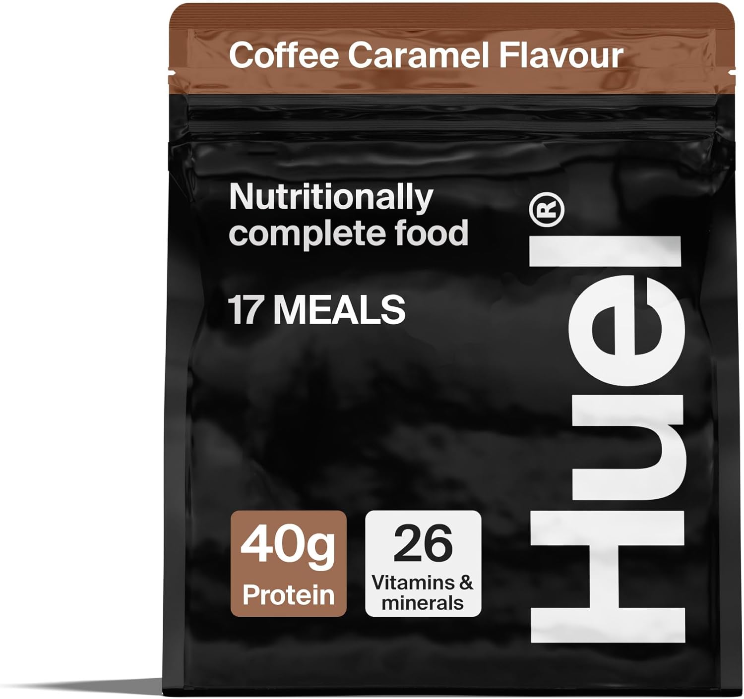 Huel Black Edition High Protein Complete Meal Replacement, 17 Meals, Coffee Caramel Flavour, 40g of Protein Per Serving, Ready Meals, Vegan Protein Powder, Gluten-Free, Non-GMO