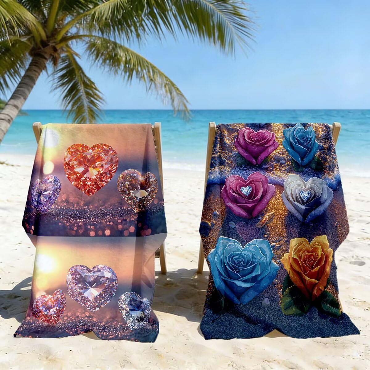 Ręcznik plażowy XXL, 90 x 180 cm, zestaw 2 szt., ręcznik plażowy z mikrofibry, szybkoschnący, ręcznik do sauny, fitness, ręcznik plażowy, do sauny, duży ręcznik kąpielowy, prezent dla kobiet -4411