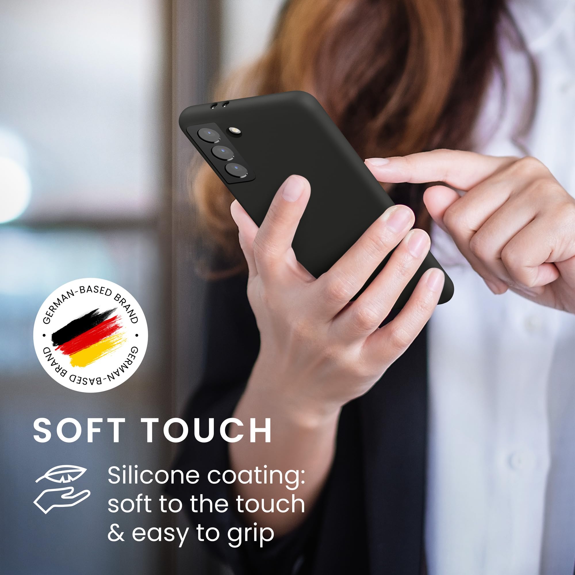 kwmobile Case for Samsung Galaxy S21 Case - Soft Cover - Shockproof Silicone - Wireless Charging Dark Grey - 4