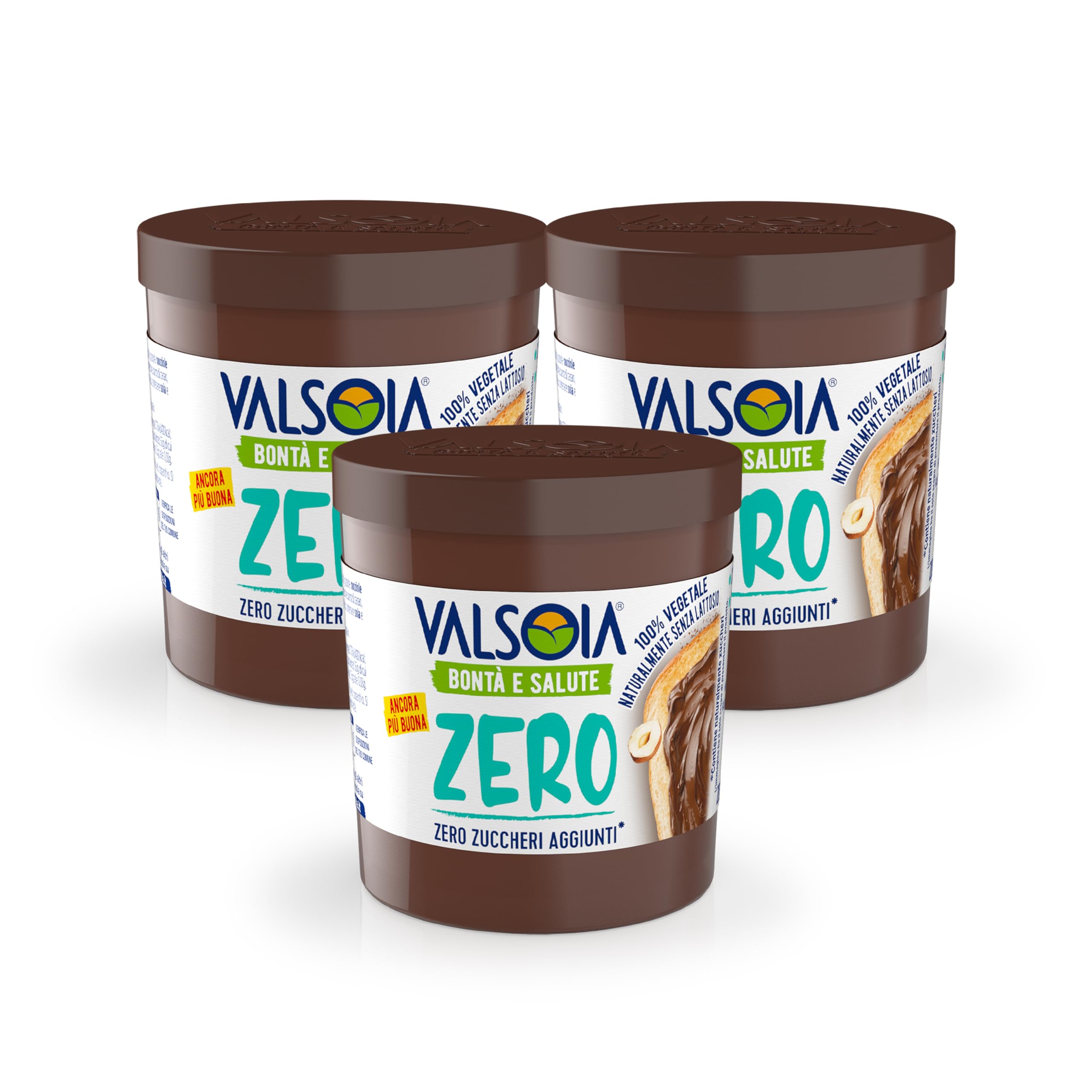 Valsoia - Crema Vegetale alle Nocciole con Cacao 100% Vegetale Senza Glutine e Olio di Palma Naturalmente Senza Lattosio Ideale per Vegani Senza Zuccheri Aggiunti 3 Confezioni da 200 g