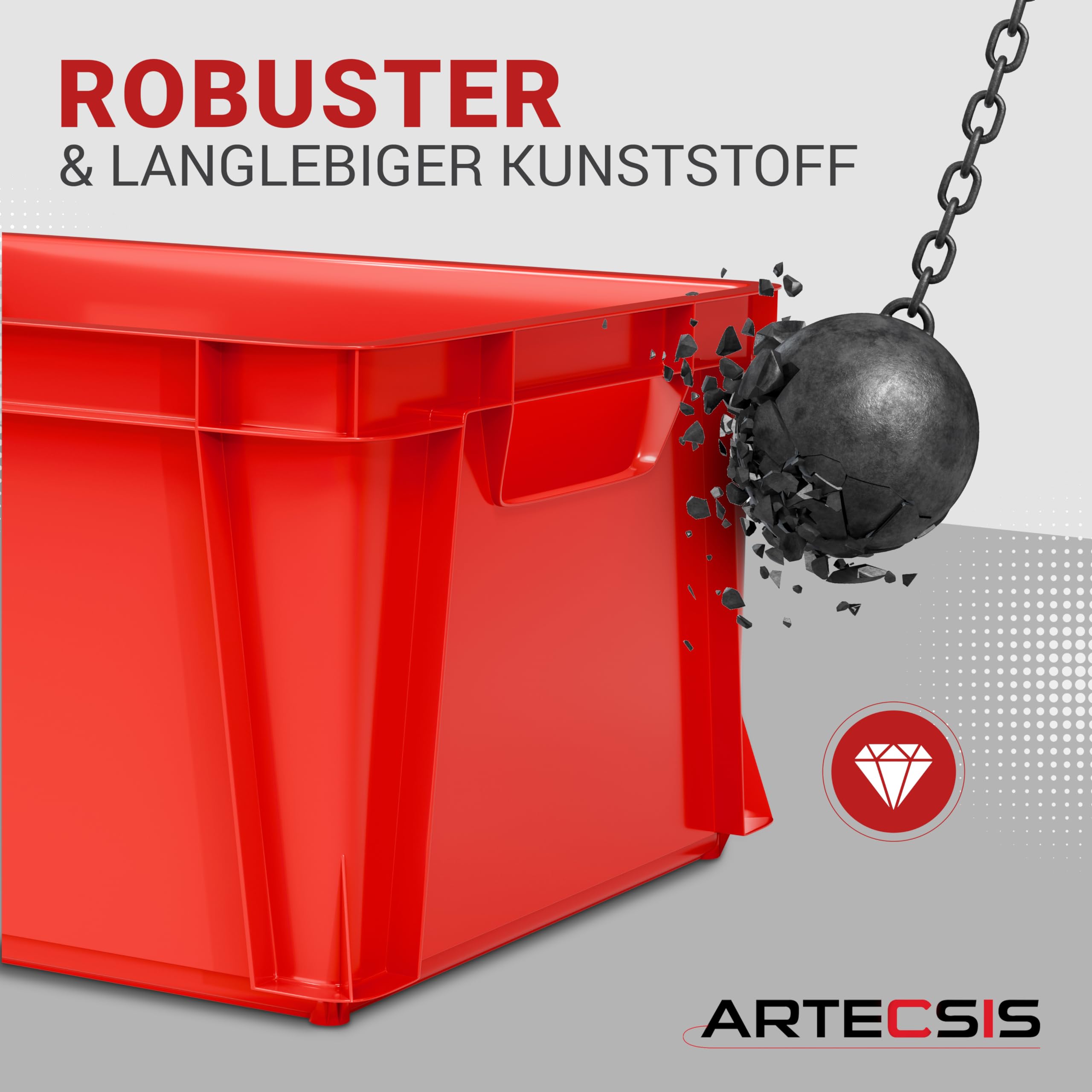 ARTECSIS® 5 x Kunststoffkiste 11L (stapelbar) anthrazit - Transport & Lagerbox (35x24x18cm) - Aufbewahrungsbox & Lagerkiste aus stabilem Kunststoff - Ordnungsbox & Transportkiste Garten & Werkstatt
