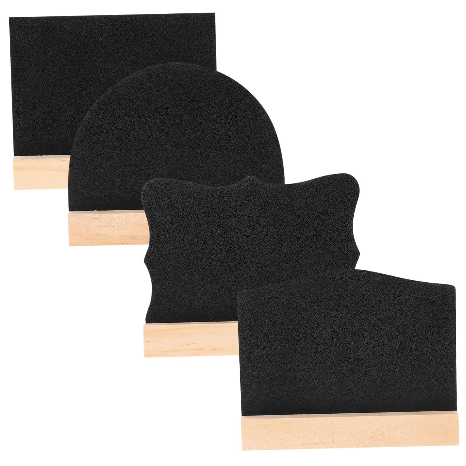 KICHOUSE 4pcs Chalkboard Sign Multi Function Wood Place Cards for Desktop Memo Restaurant Party Easy to Clean Double Sided for Menus Assignments and Daily Messages