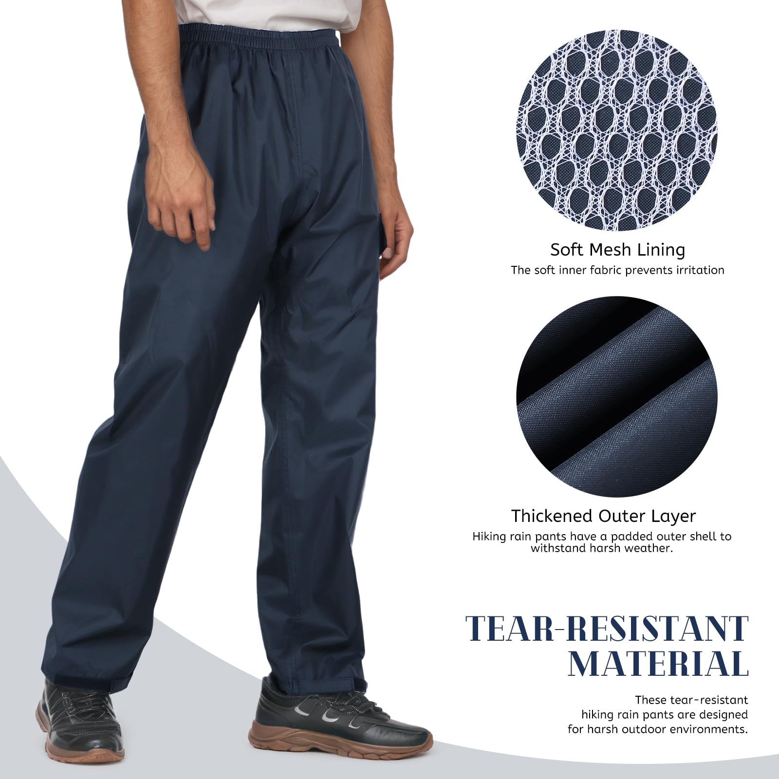 Pantaloni da Uomo Impermeabili Antivento Pantaloni da Pioggia Spessi e Spessi per Escursionismo, Golf, Pesca, Ciclismo