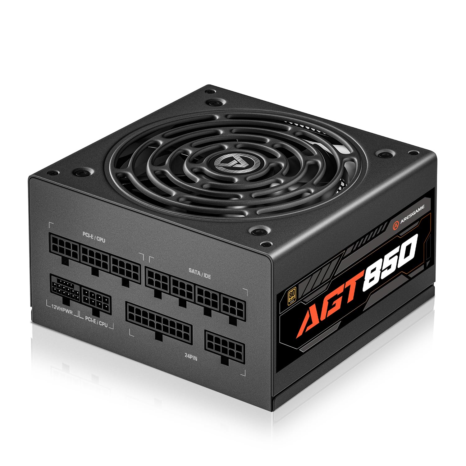 Fuente de alimentación serie AGT de 850 W, certificado 80+ Gold, totalmente modular, ventilador FDB, tamaño compacto de 5.512 in, fuente de alimentación ATX para juegos