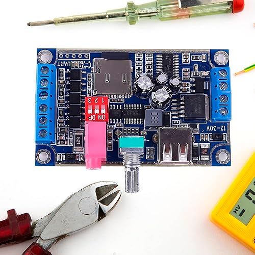 Miniatura 6 de DONGKER Módulo de reproducción de voz MY-F1090, módulo de voz de música DC 12V-24V con ajustador de volumen y una placa de reproducción de sonido de