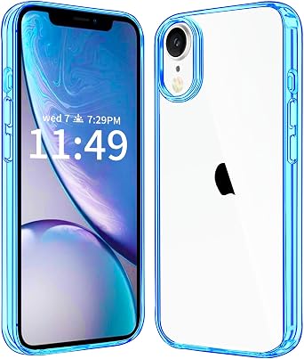 JJGoo Compatiable with iPhone XR Case Clear, Transparent Shockproof Phone Case, Slim Anti-Scratch Hard PC Back Protective Cover Bumper, Transparent Blue