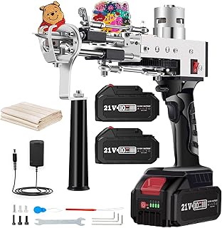 𝟮𝟬𝟮𝟯-𝗡𝗲𝘄 Cordless Tufting Gun, Riiai Tufting Gun Starter Kit with 2×4.0Ah Battery, Rug Making Kit Cut Loop Pile, Battery Powered Rug Tufting Gun Kit for Carpet Making, 3.75H Lasting