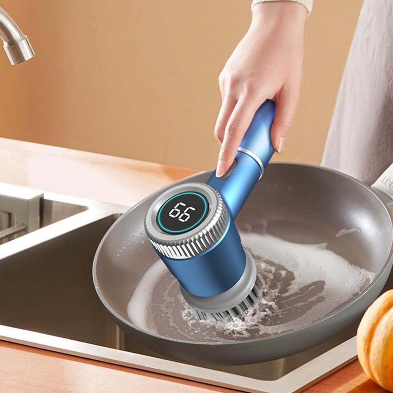 Cepillo De Limpieza Giratorio Eléctrico Con 5 Cabezales De Cepillo Reemplazables Y 2 Velocidades Ajustables, Cepillo De Limpieza Doméstico Recargable Inalámbrico For Limpieza De Baño Y Cocina, Pantall