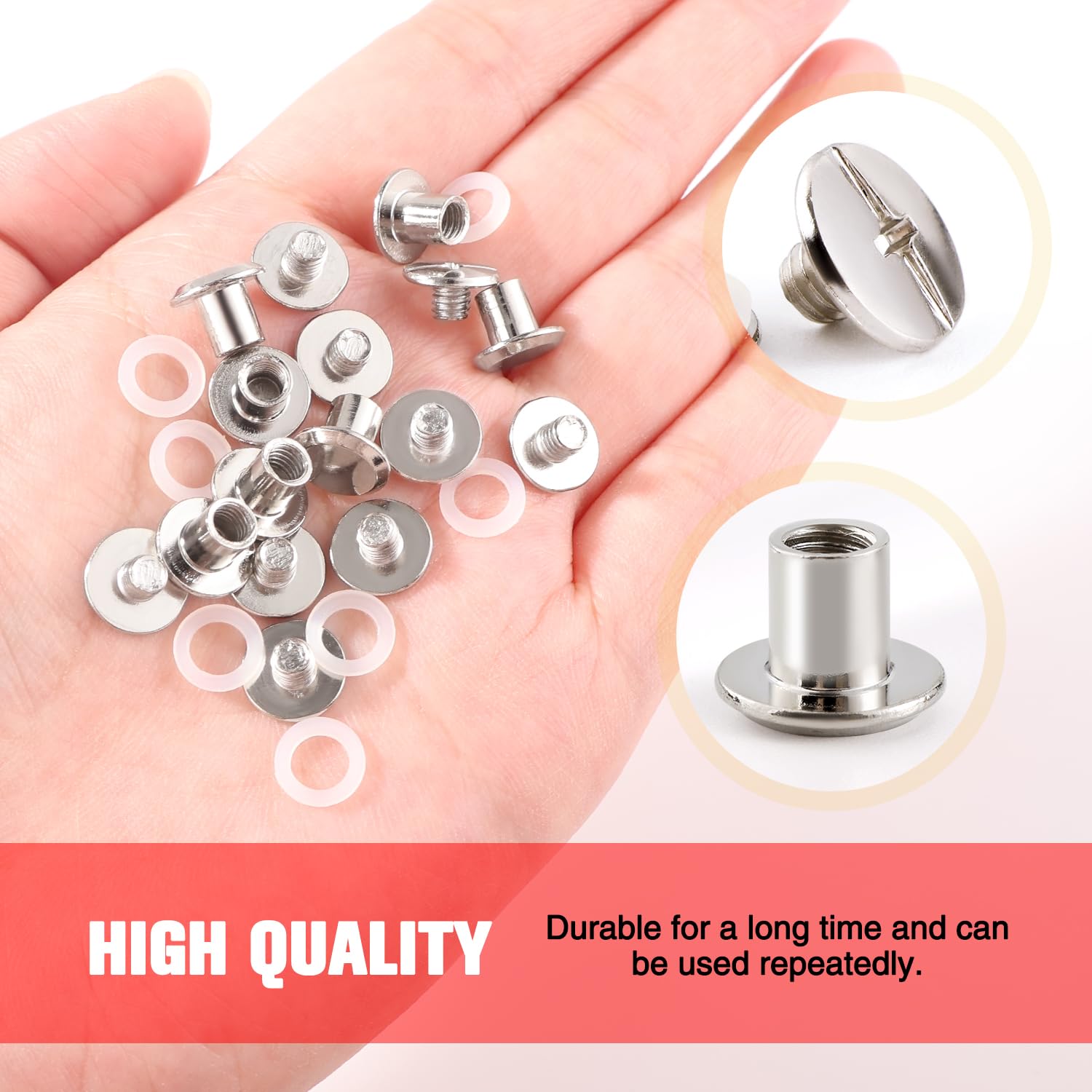 YIXISI 25 Set M5x6mm Chicago Binding Screws Kit, Book Binding Rivets, Leather Rivets, Binding Screws Posts - Image 3