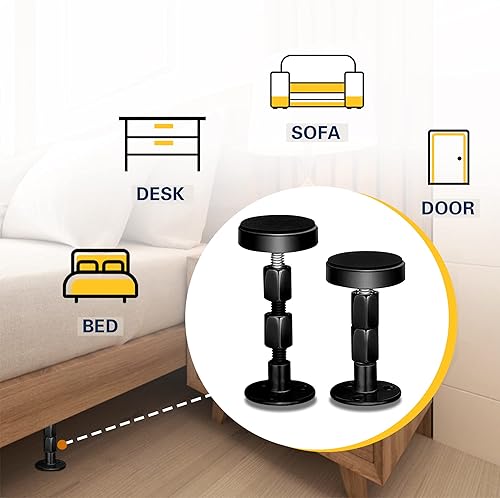Miniatura 6 de cosbur 4 topes de cabecera para pared, marco de cama ajustable, antivibraciones, parachoques de pared de cama con almohadillas y tornillos gratis,