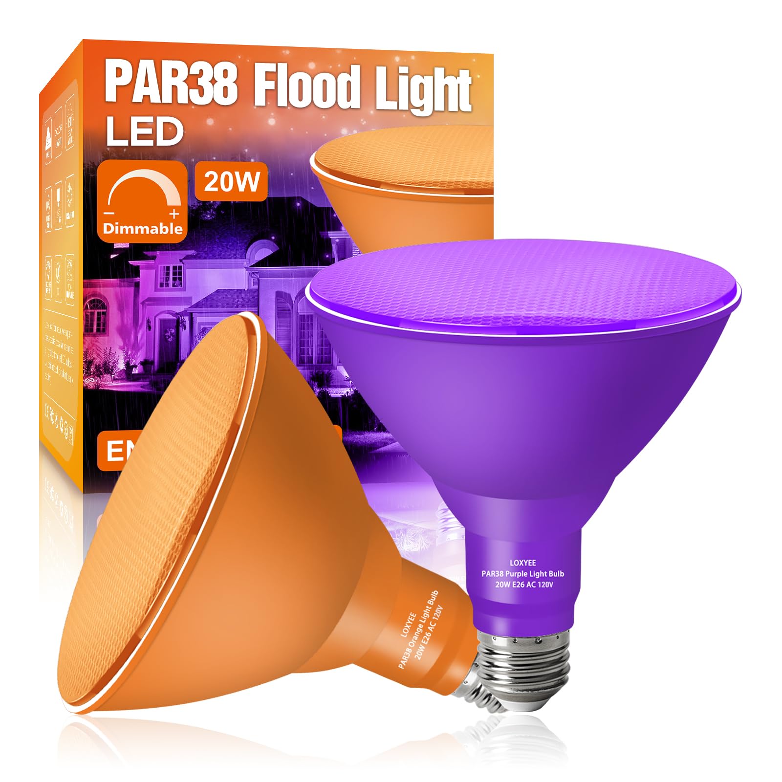 TRHOO-PAR38 Flood Green Light Bulb,2 Pack-Dimmable,E26 Base Green Flood Light Outoor 20w Replace 200w Green Light Bulb Outdoor Porch Colored Light Sp