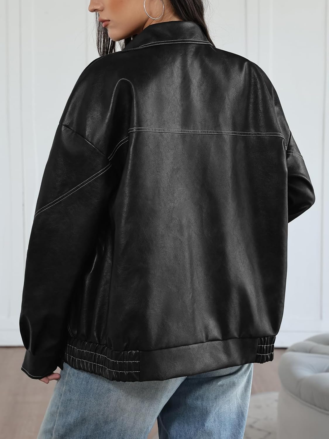 Trendy Queen Womens Oversized Leather Jackets Fall Motorcycle Bomber Winter Coats 2026 - Image 4