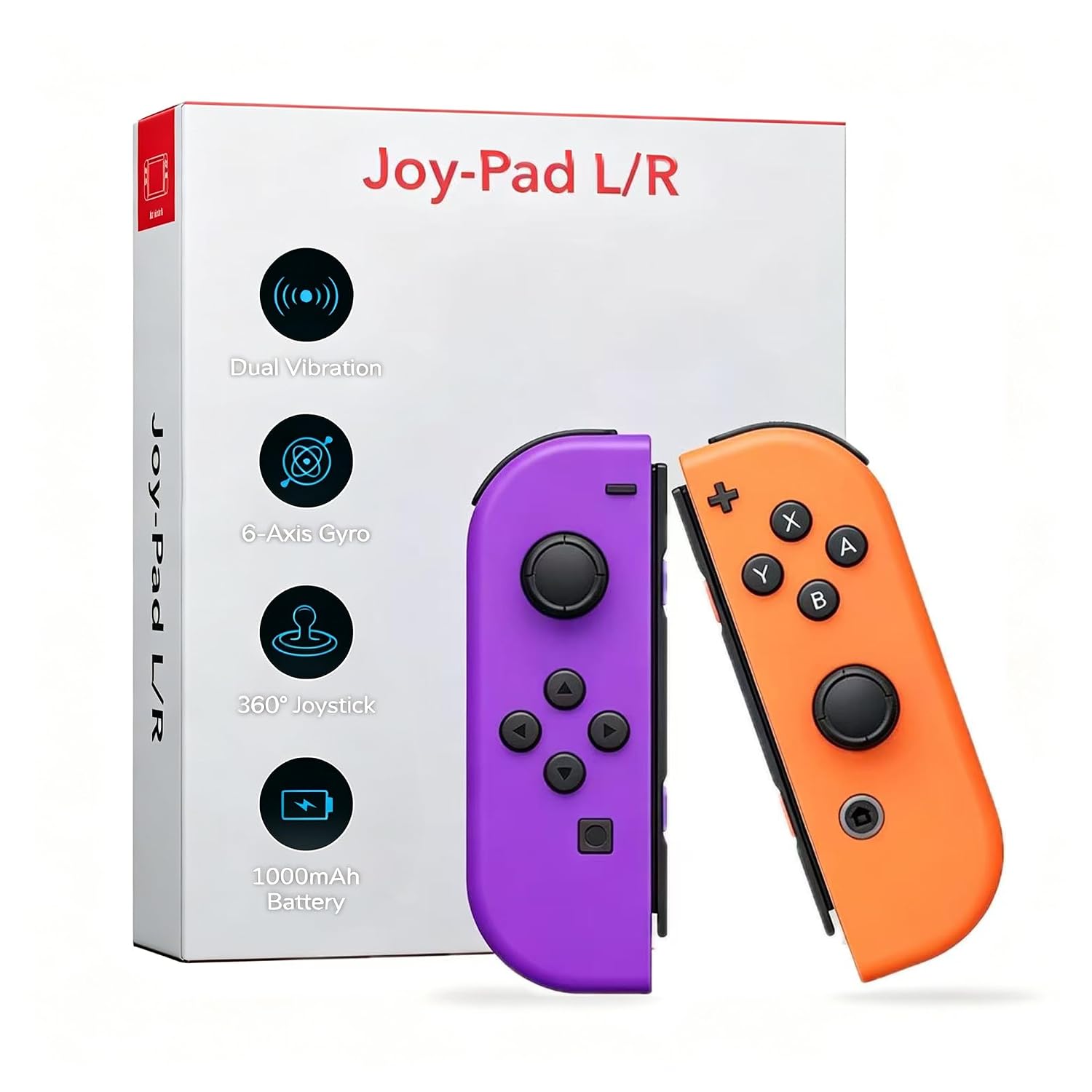 Switch Controller Replacement Accessories with Double Vibration/Wake-Up/Motion Control/Screenshot （Purple&Yellow) (Purple&Yellow)