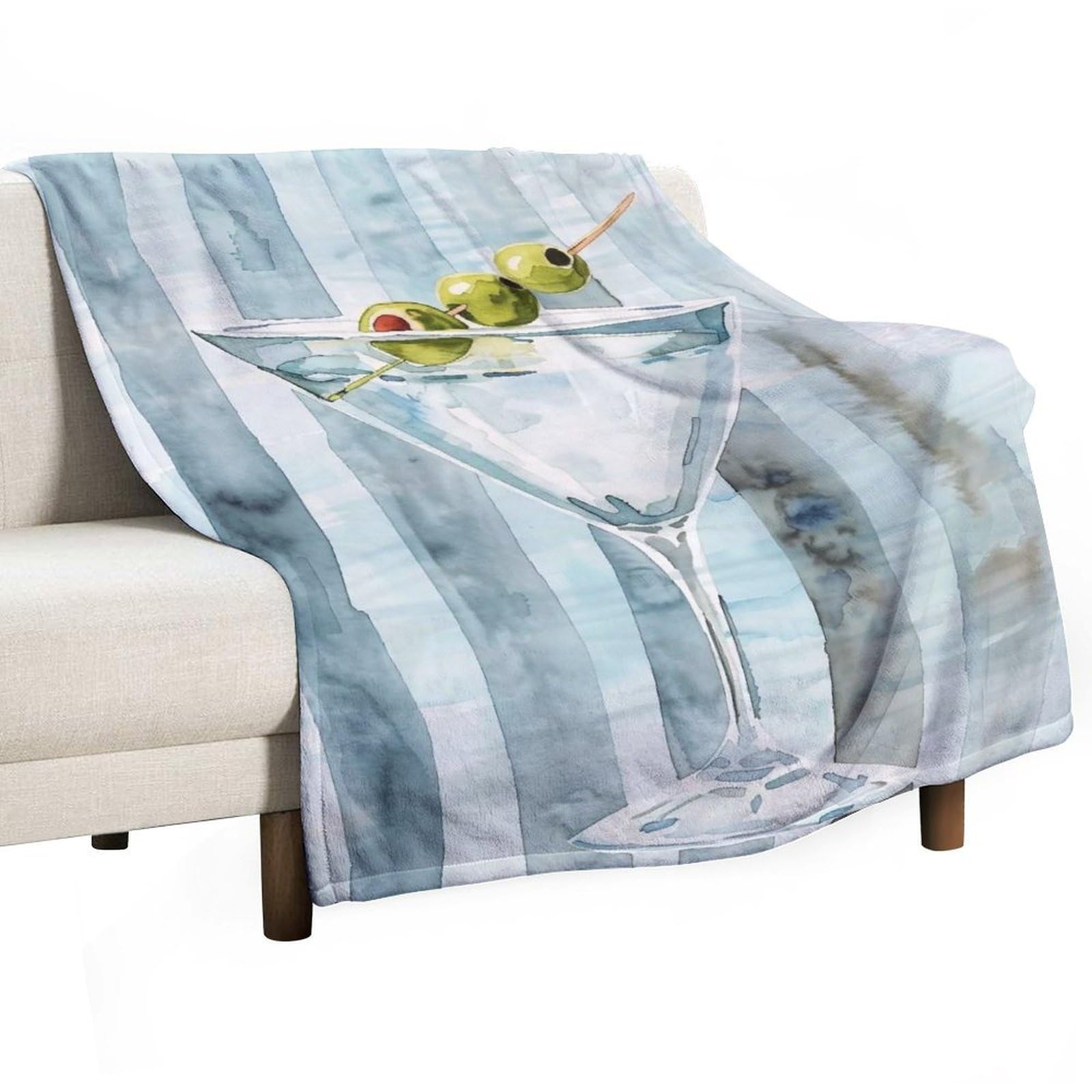 YHGSREUOH Martini-Cocktail-Watercolor_01 Flannel Blankets Fleece Soft Throw Lightweight Plush Gifts for Couch, Bed, Cozy Sofa Plush, Chair, Lovers 130x175cm(50x70in)
