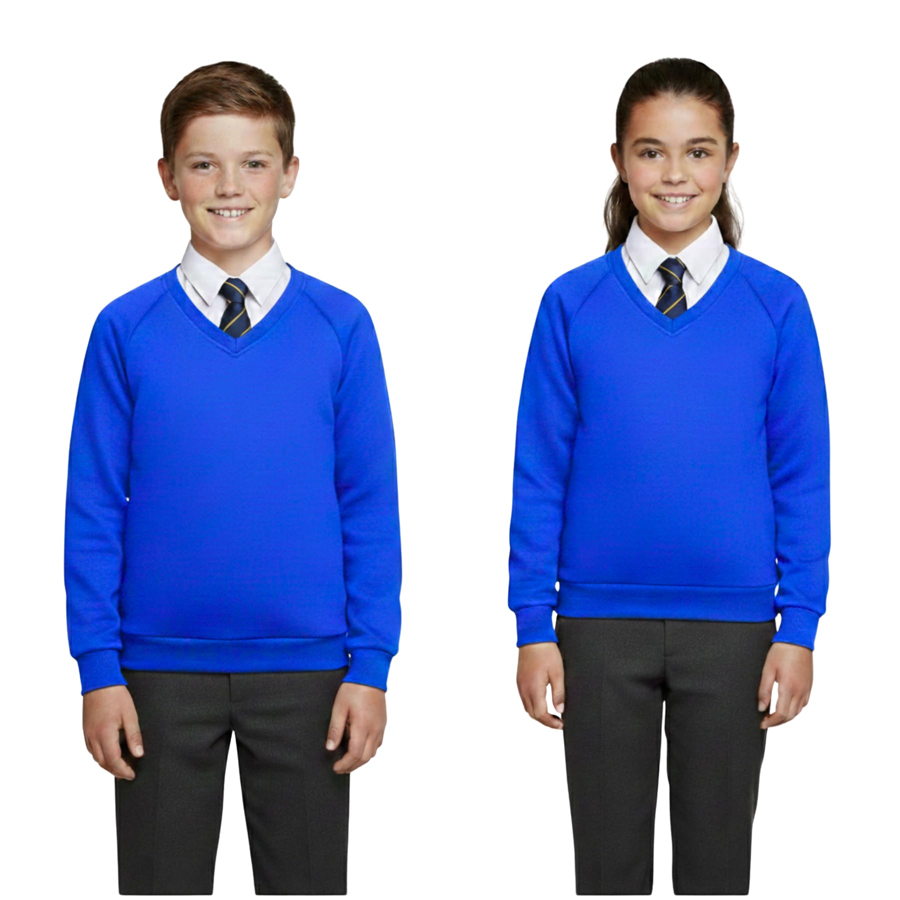A2z 4 Kids Boys Royal Blue 2 Pack Kids School Jumper V Neck Sweatshirt - V Neck Jumper Royal 2 Pack 13-14
