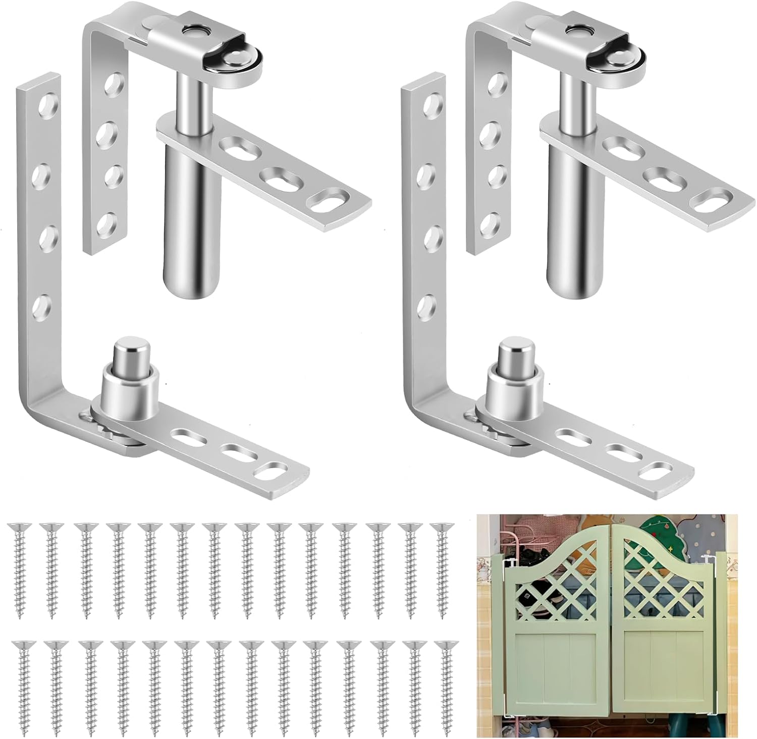 YJINGRUI Saloon Door Hinges, 180° Dual Swing and Automatic Return, 304 Stainless Steel Bar/Cafe Door Hinges, Fits 2 Door
