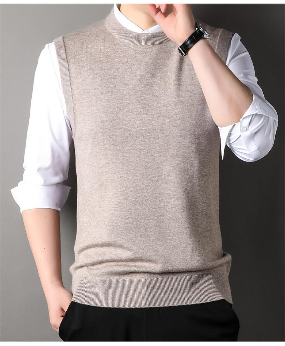 Strickweste Herren Ärmellos,Herren-Strickpullover Schlicht Lässig Gestrickt Slipover Rundhalsausschnitt Ärmellos Klassisch Business-Strickpullover Gilet Weste Herbst-Winter Warme Strick-Tanktops